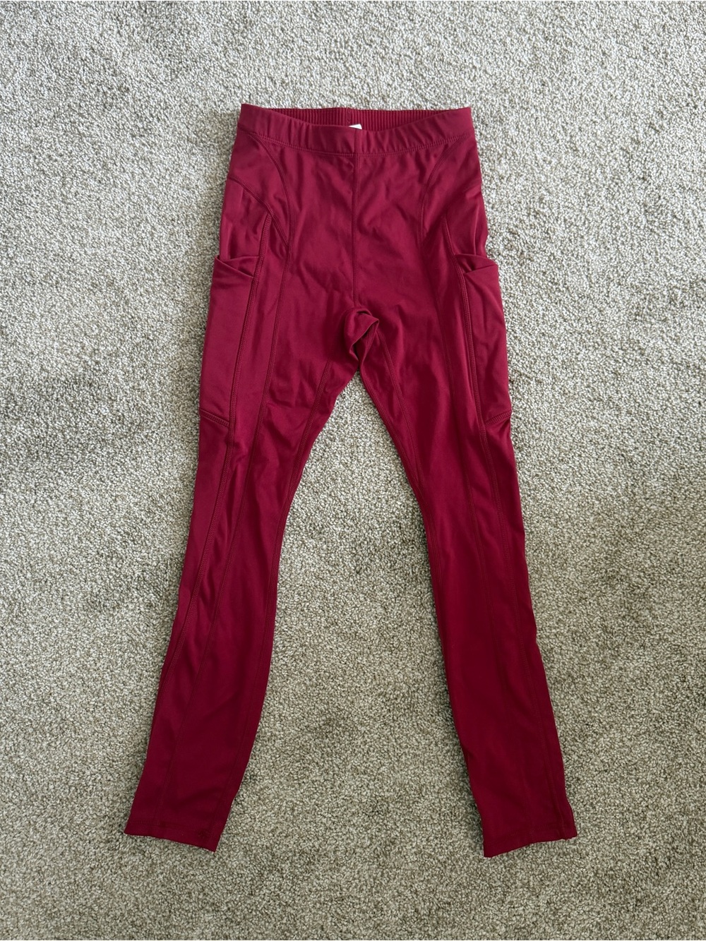 Fabletics Burgundy High-Rise Leggings with Side Pockets